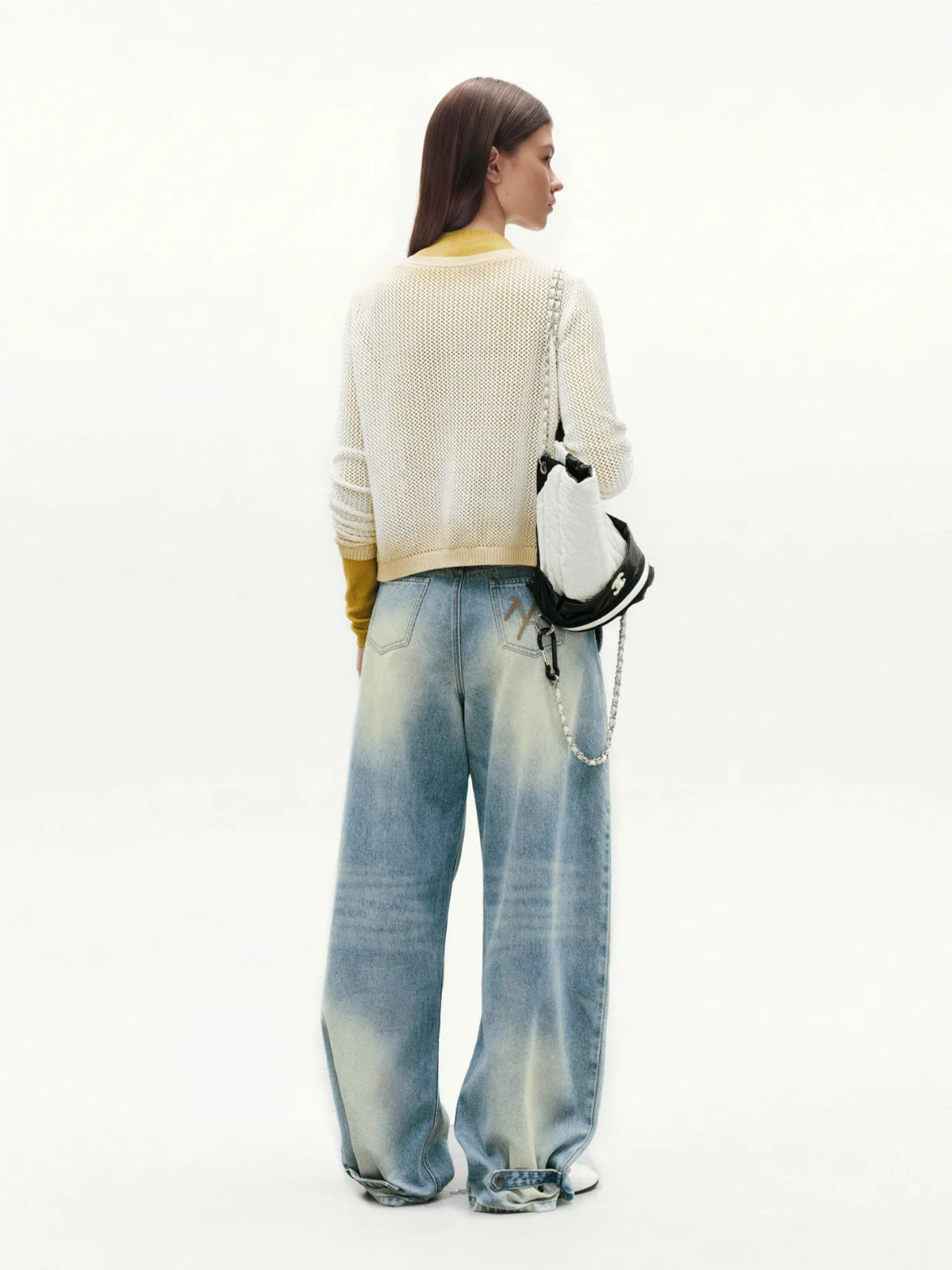 Denim Pleated Wide Leg Pants