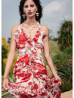 Floral Halter Top Skirt Set