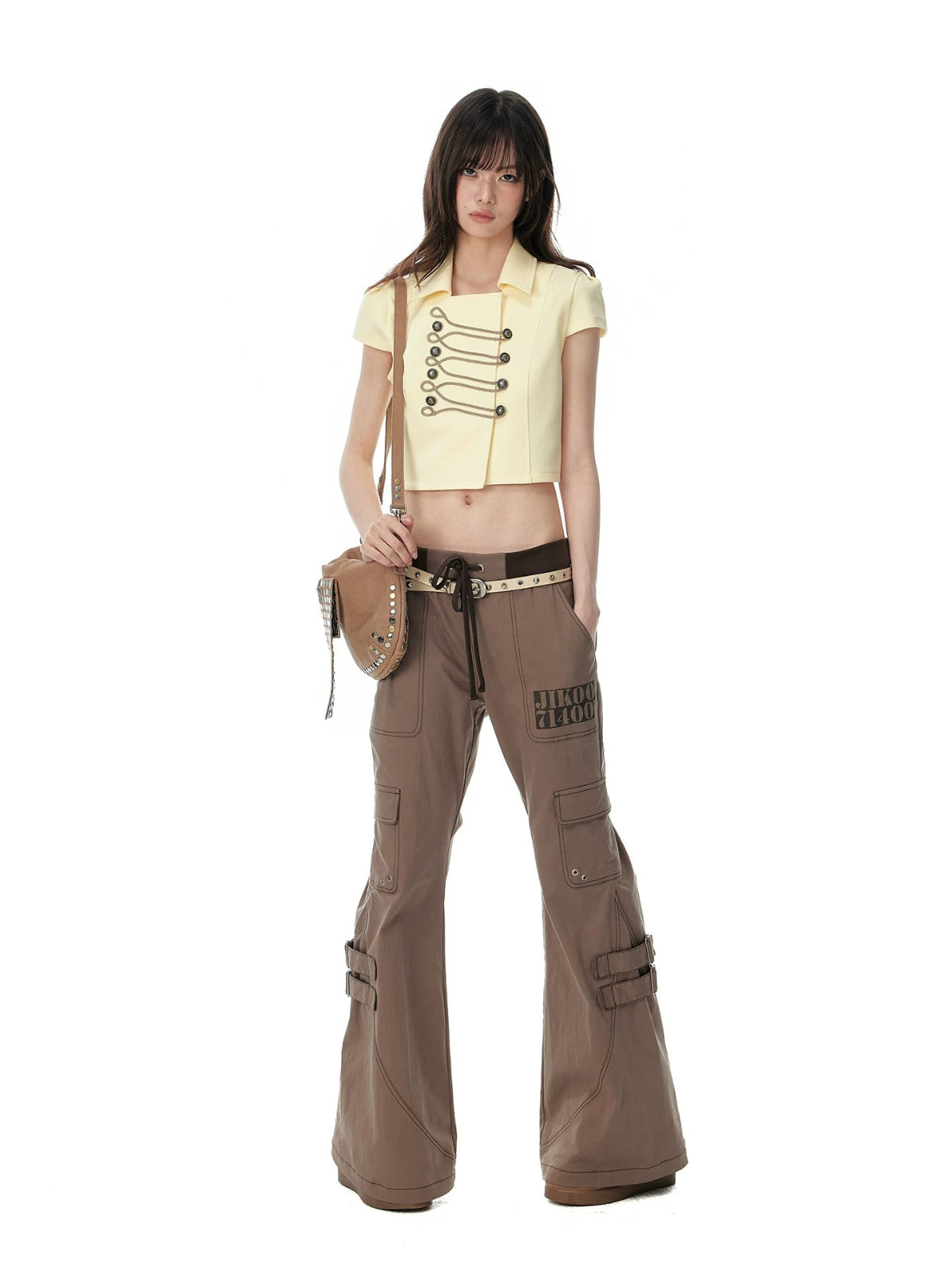 Double Breasted Cropped Polo Shirt
