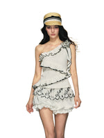 Ruffle One Shoulder Shorts Set