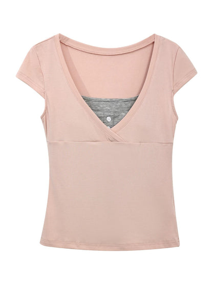 Pink Striped Layered Top Set