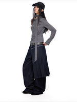 Detachable Denim Skirt Pants