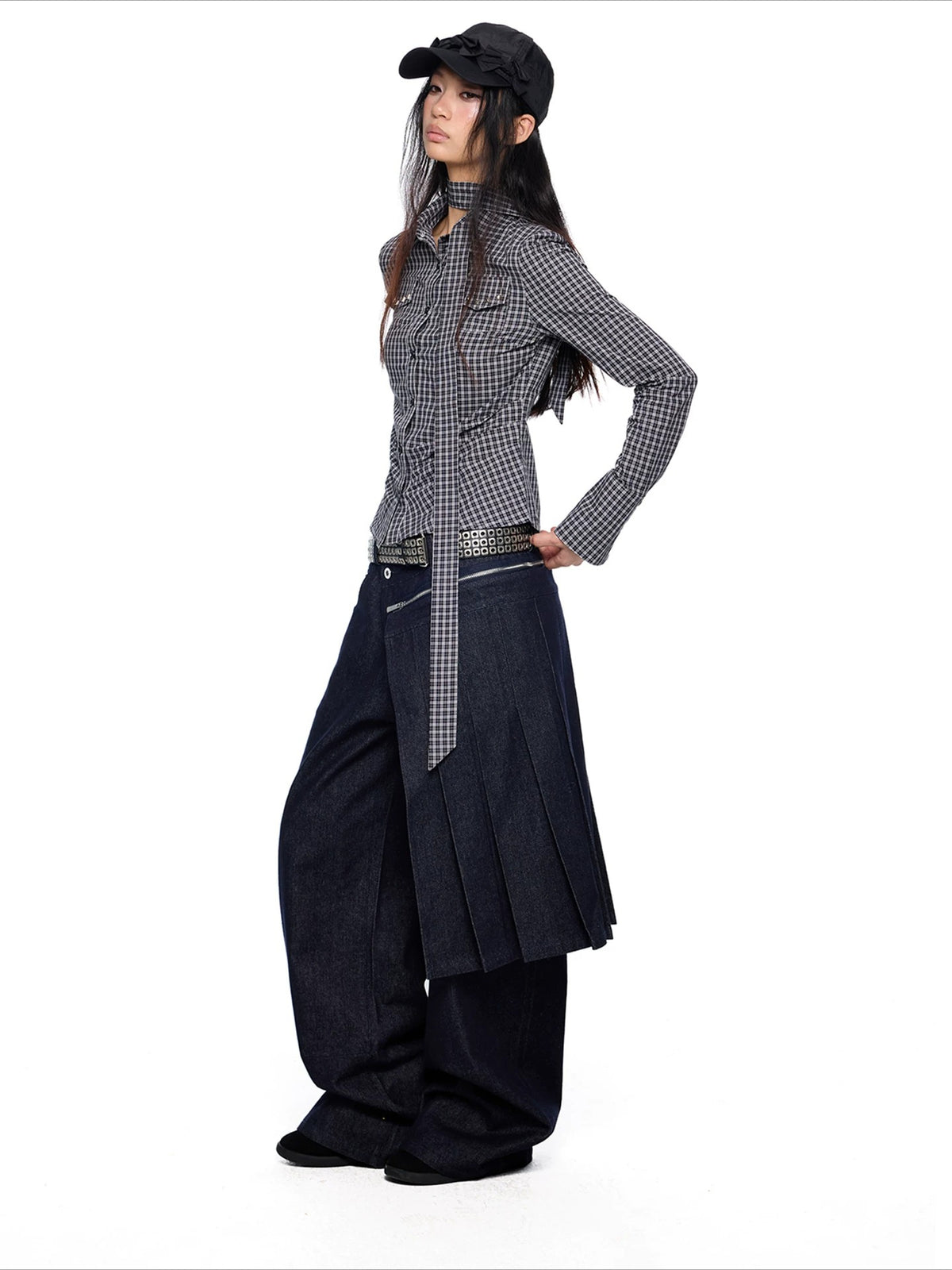 Detachable Denim Skirt Pants