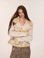 Asymmetric Fur-Trimmed Faux Leather Jacket