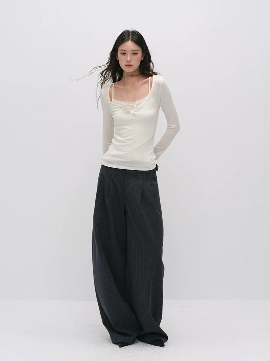 Lace Layered Wool Top