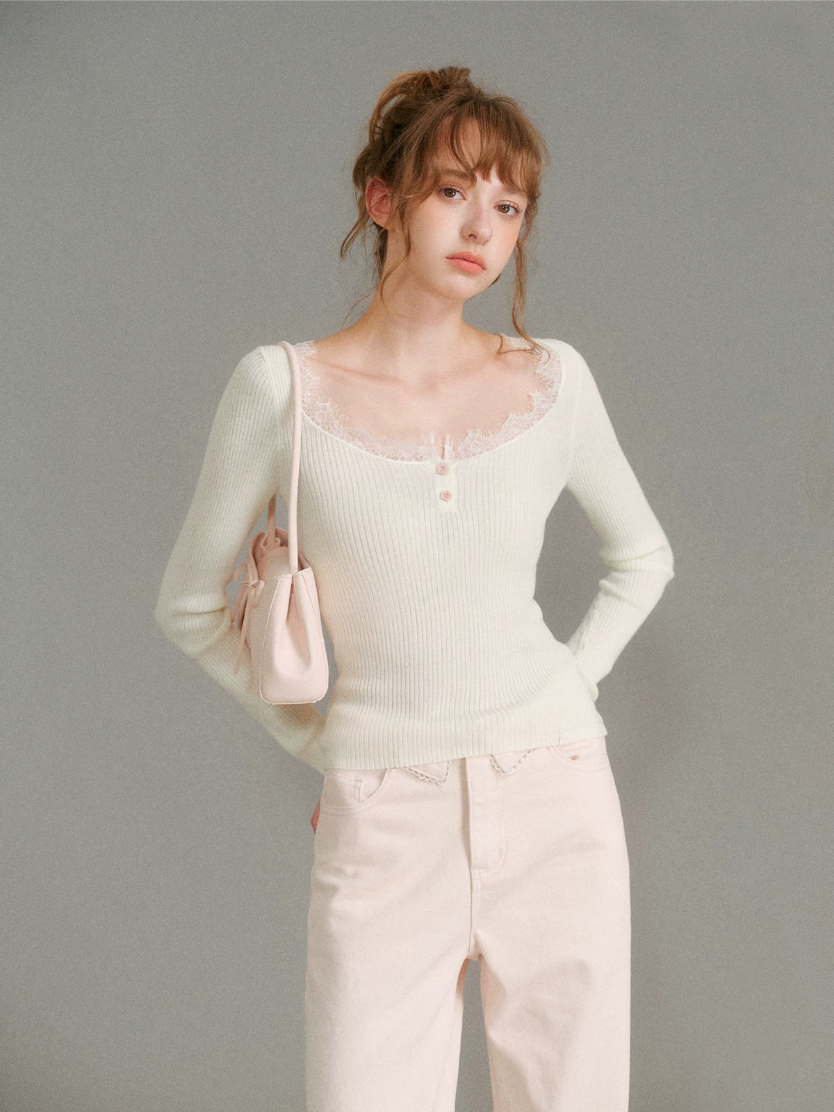 Lace Trim Knit Top