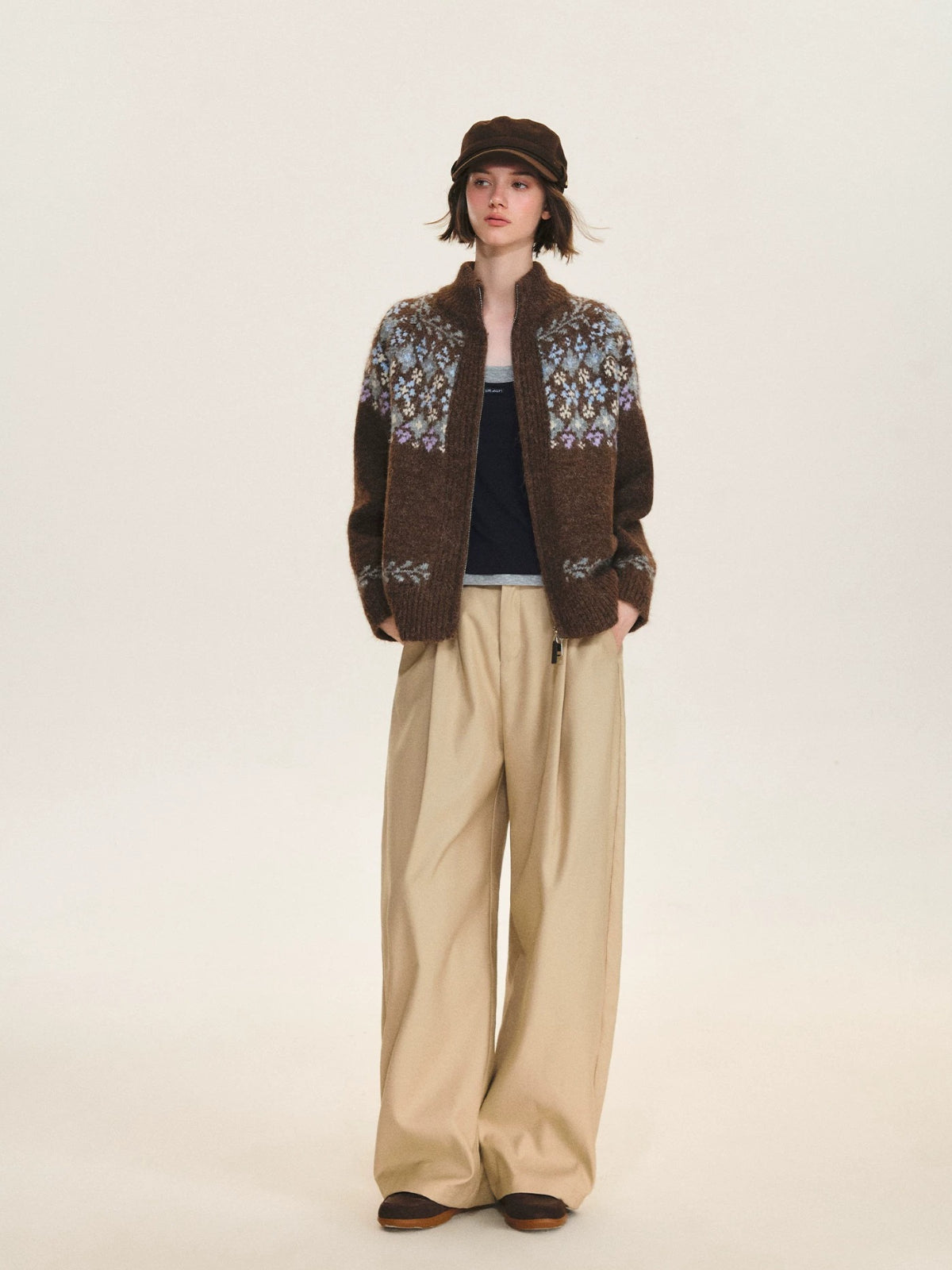 Minimalist Pleated Wide Leg Trousers