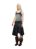 Korean Lace Trim Drawstring T-Shirt