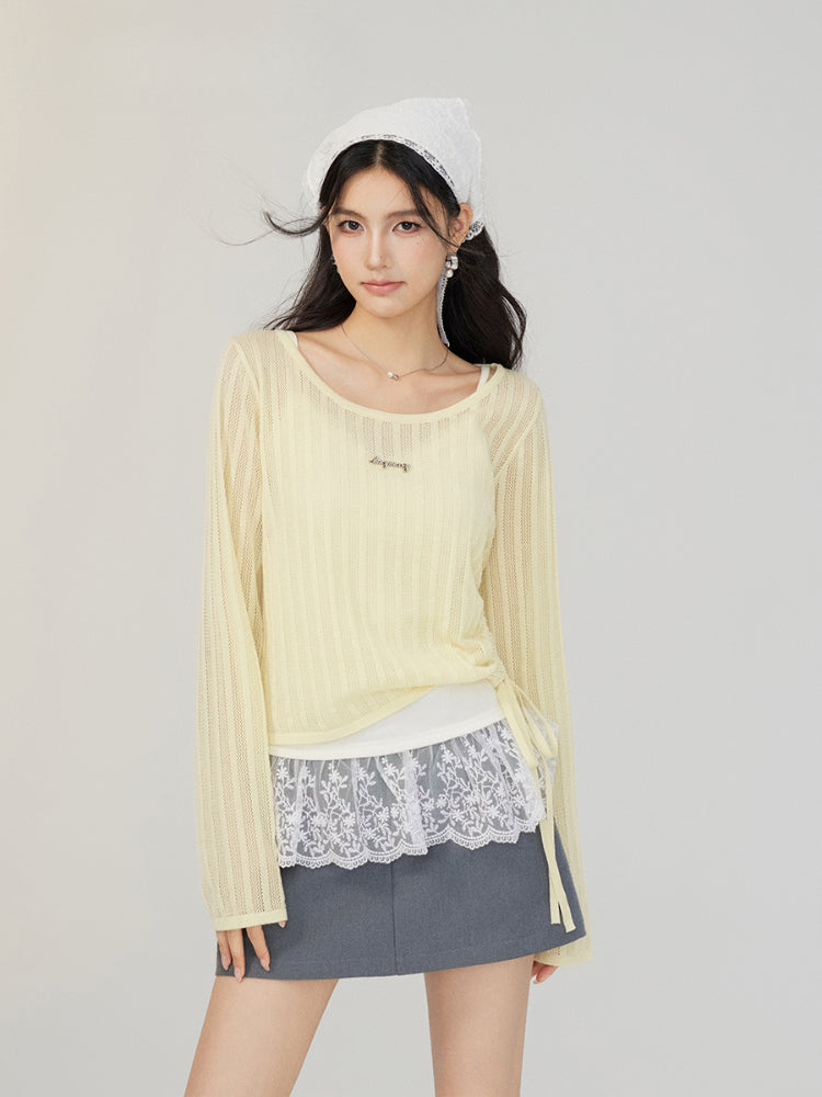 Hollow Irregular Lyocell Top