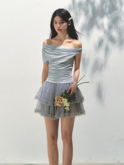 Fake Two-piece Off-the-Shoulder Short-sleeve T-shirt