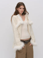 Fox Fur Trim Knit Coat