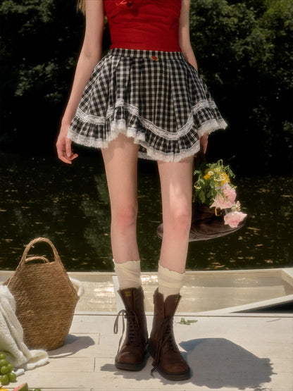 Lace Hem Mini Skirt