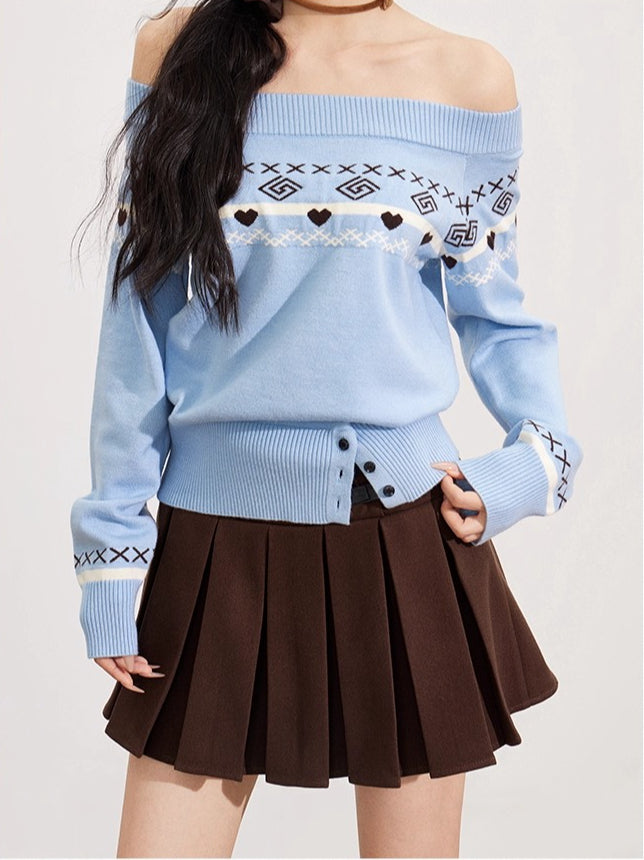 Fair Isle Off-Shoulder Sweater