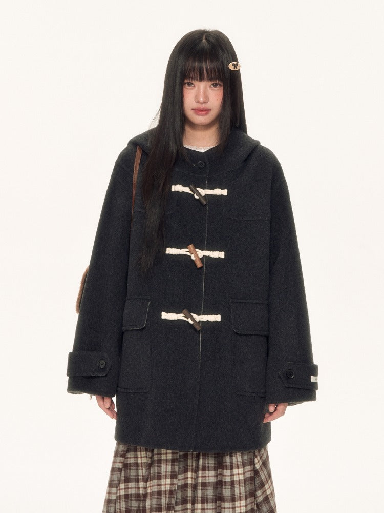 Navy Hooded Duffle Coat