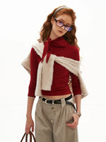 Lace Trim Textured Cropped Cardigan