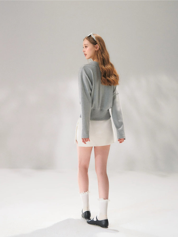 Cross V-neck Cropped Sweatshirt