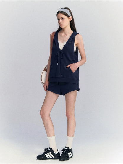 Hooded Vest Shorts Set