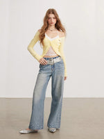 Yellow & Gray Lace Layered Top