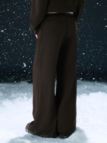 Brown Stripe Contrast Waist Wide-leg Pants