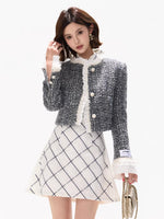 White Tweed Ruffle Jacket