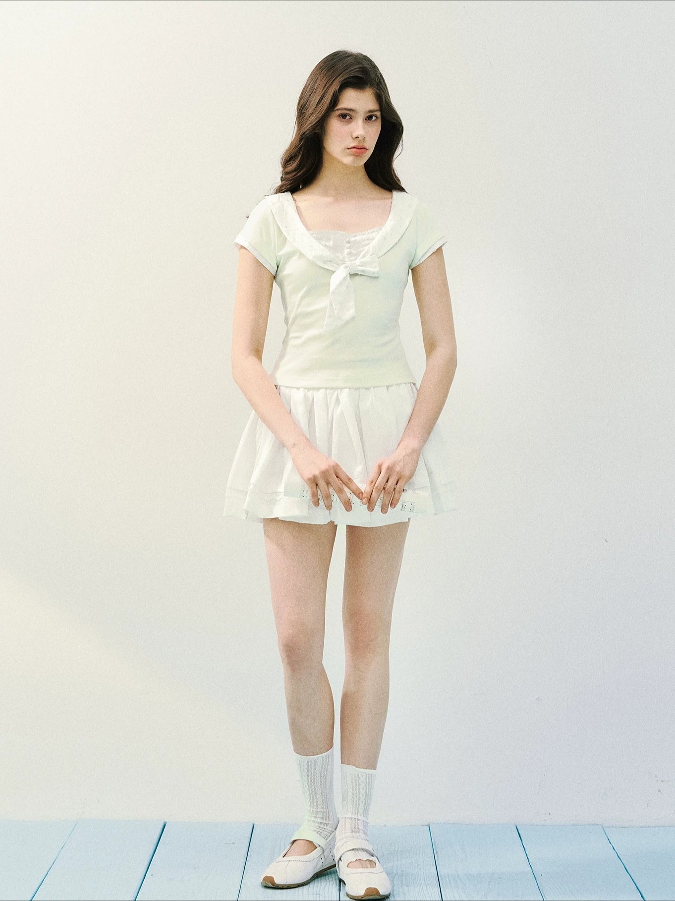 Green &amp; Blue Bowtie Ruffle Tee