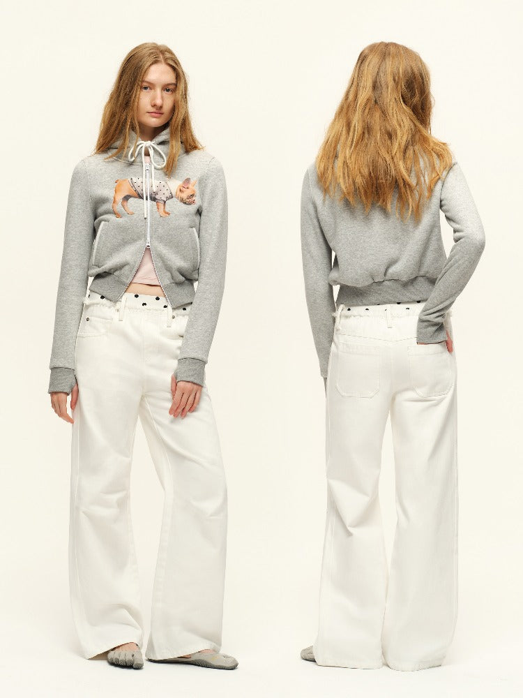 Puppy Print Cropped Hoodie