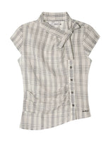 Ruched Plaid Blouse
