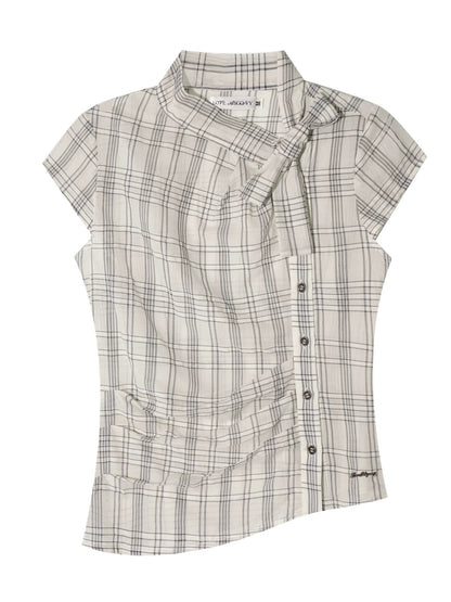 Ruched Plaid Blouse