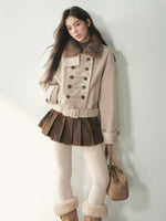 Double-Breasted Wool Cape Coat