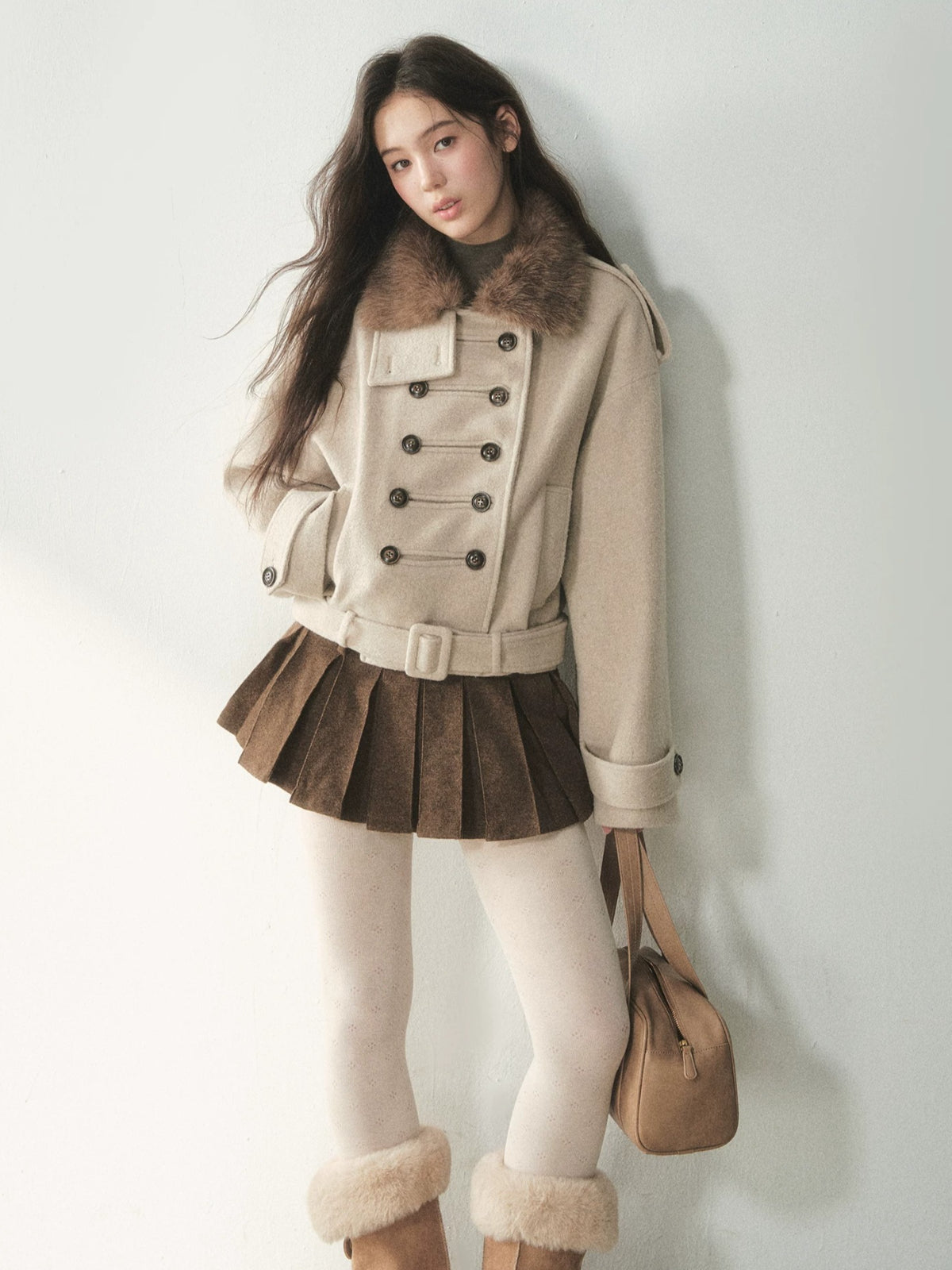 Double-Breasted Wool Cape Coat