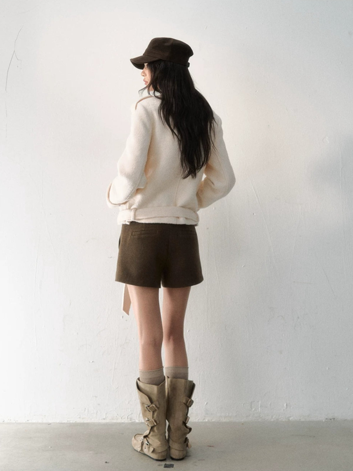 Fur-Collar Belted Wool Bouclé Coat