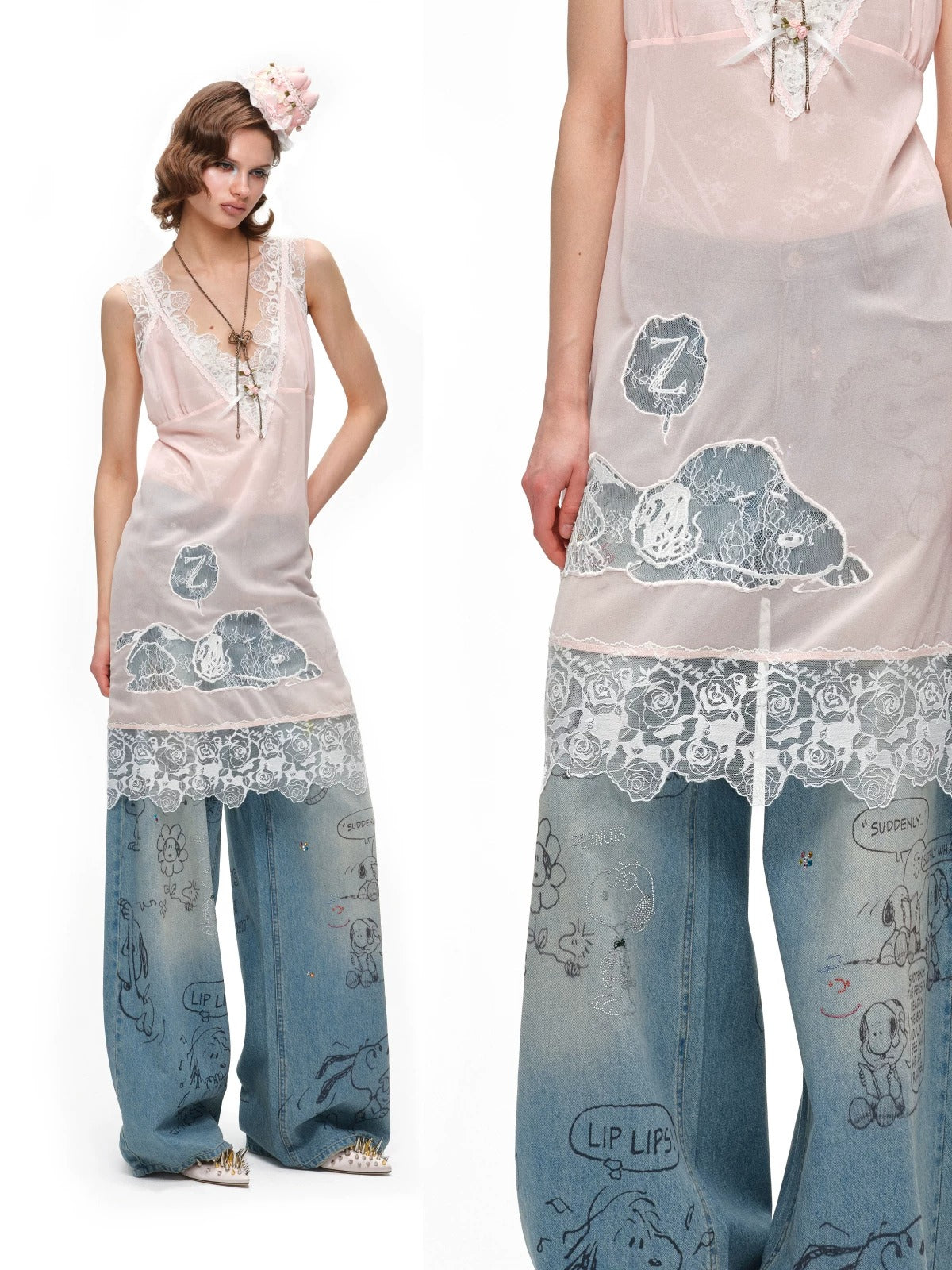 Graffiti Rhinestone Denim Pants