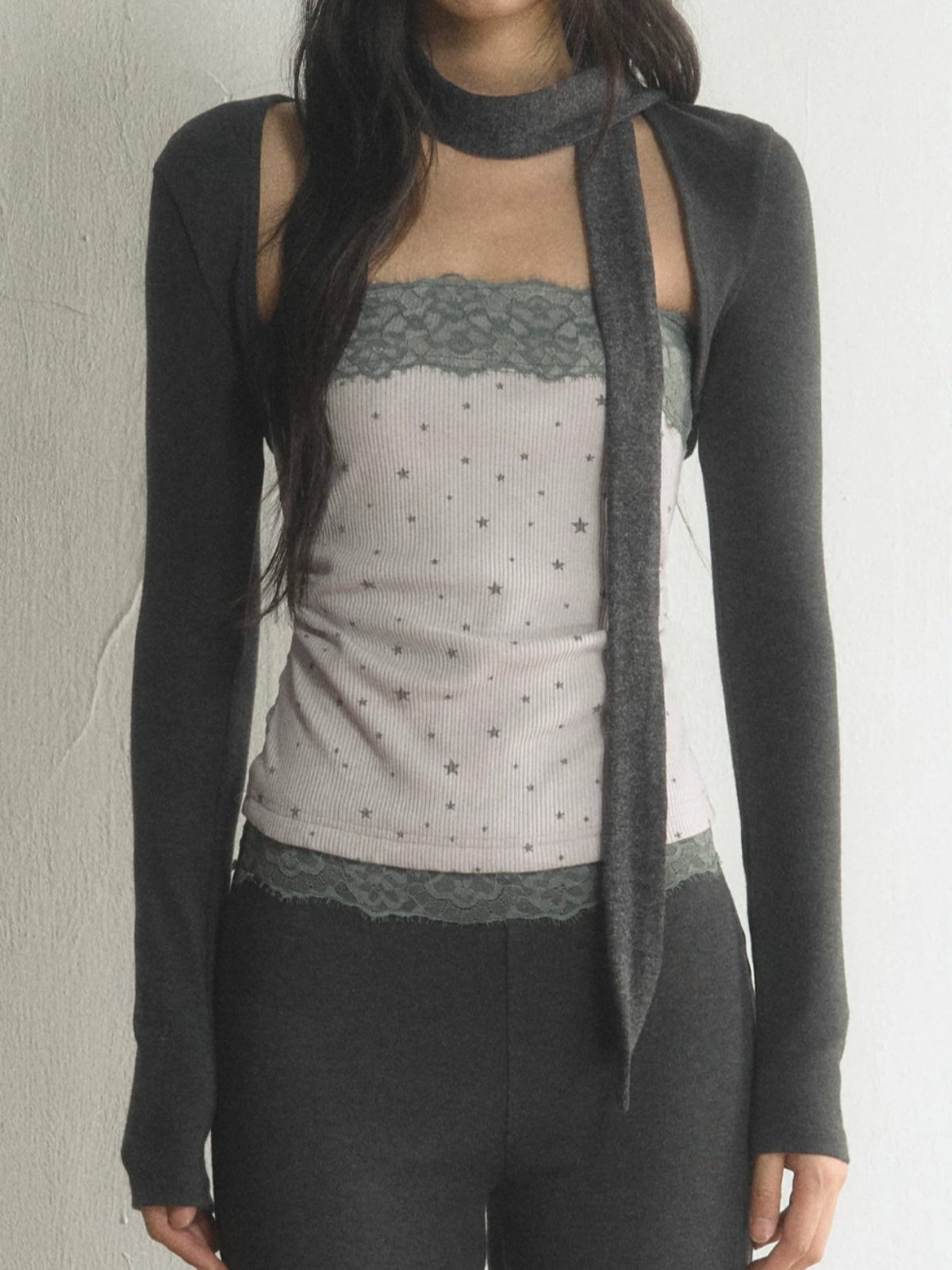 Lace Trim Bandeau &amp; Shrug Set