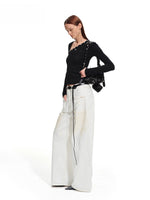 Polar Wool Blend Ribbed Knit V-neck