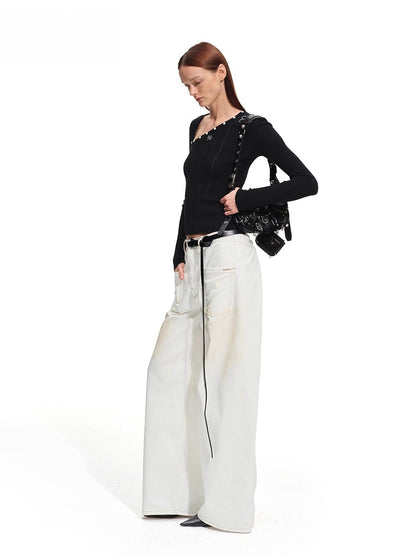 Polar Wool Blend Ribbed Knit V-neck