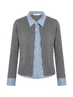 Cable Knit Layered Shirt Cardigan