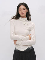 Bowknot Turtleneck Wool Top