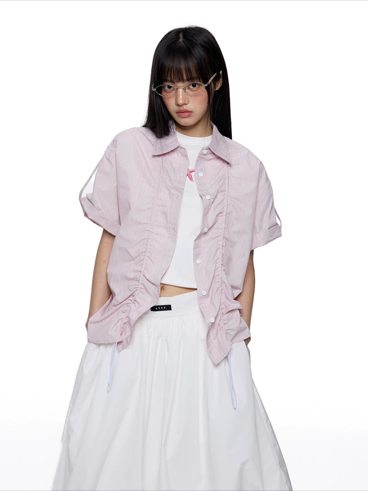 Stripe Drawstring Shirt