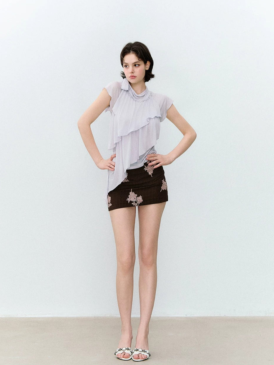 Sequin Embroidered Mini Skirt