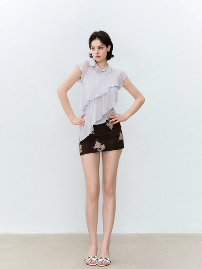 Sequin Embroidered Mini Skirt
