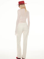 Sheer Henley Flare Top