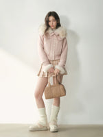 Embroidered Faux Suede Hooded Jacket