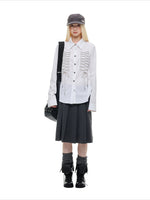 Lace-Up Bow Detail Relaxed Shirt
