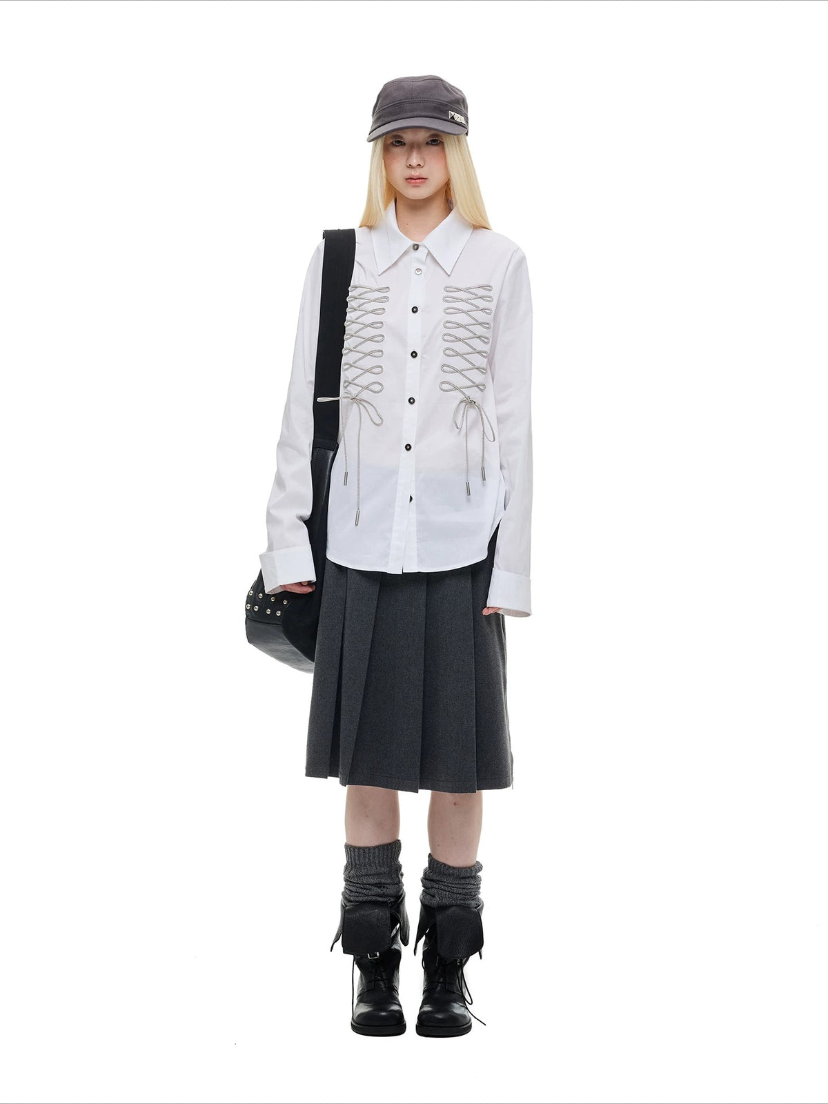 Lace-Up Bow Detail Relaxed Shirt