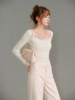 Lace Trim Knit Top
