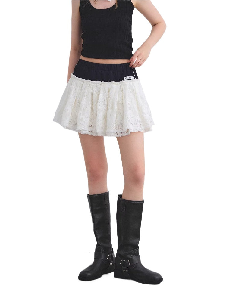 Lace Patchwork Mini Skirt