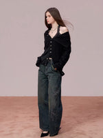 Convertible High Collar Knit Cardigan