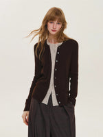 Contrast Layered Wool Blend Cardigan
