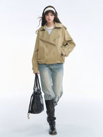 Vintage Solid Cropped Trench Coat