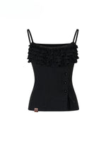 Multi-layer Neckline Waist-cinching Sling Vest